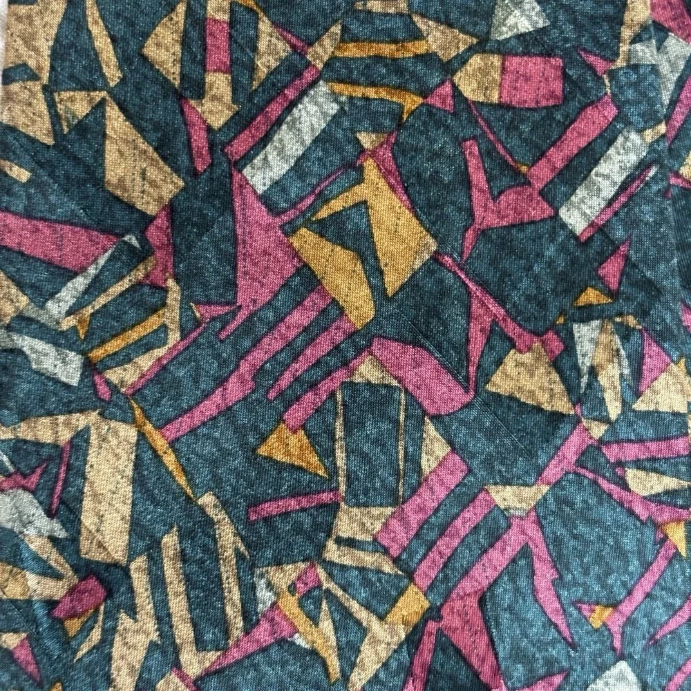 Vintage House of Stuart Signature Silk Tie 90s Abstract Geometric Teal Pink Gold